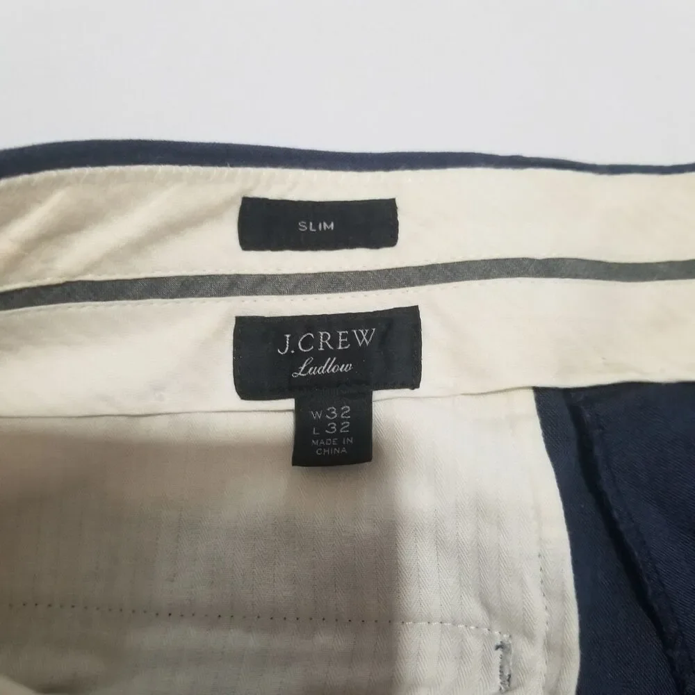 J.Crew Ludlow Slim Suit Pants Somelos Portugal Linen Blend Navy Blue 32x32 H4161